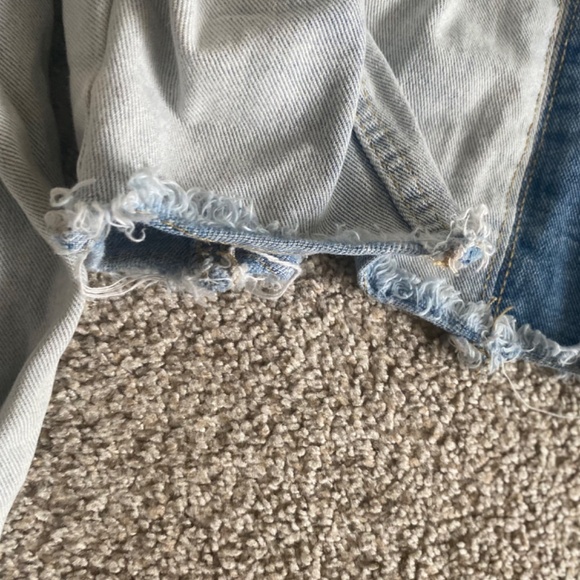 Shein Women’s Two Color Half and Half Distressed Long Sleeve Denim Jacket Size S - Picture 12 of 14